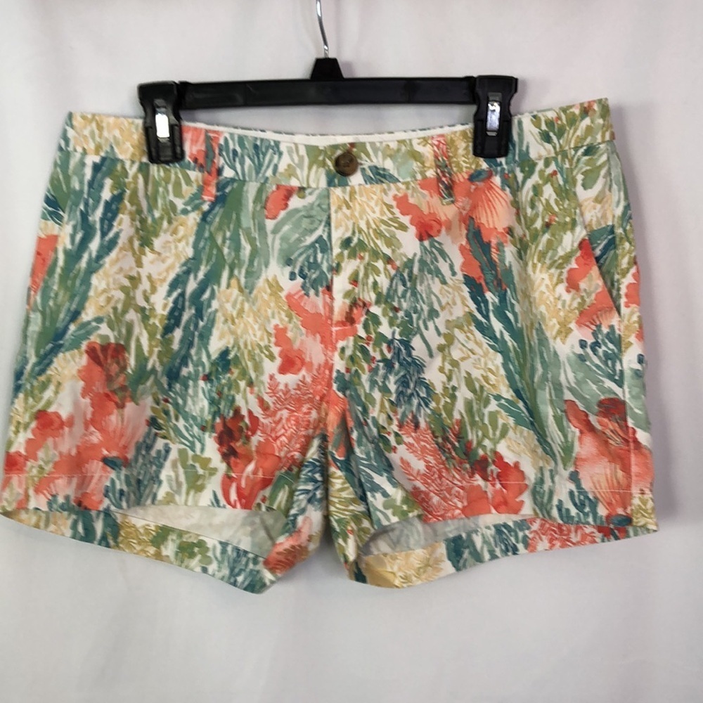 Old Navy Shorts Ocean Coral Reef Print Watercolor Floral Chino Shorts Size 8 - Picture 8 of 10